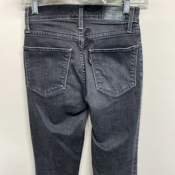 Levi’s 724 High Rise Straight Black Wash Denim Jeans Distressed Knees 26 - Picture 5 of 15